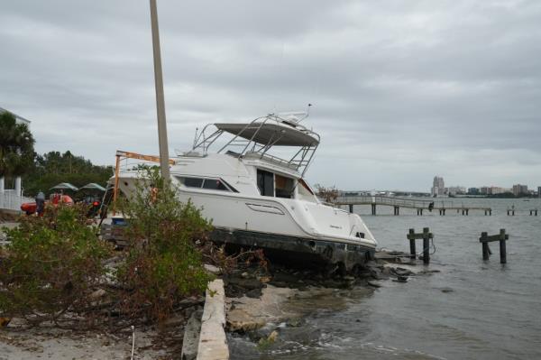Hurricane Helene beached boat